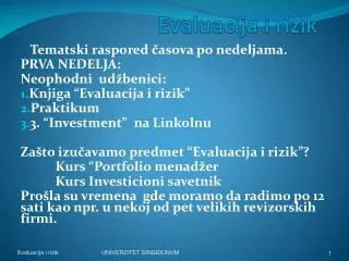 evaluacija i rizik