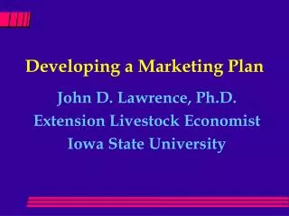 Developing a Marketing Plan