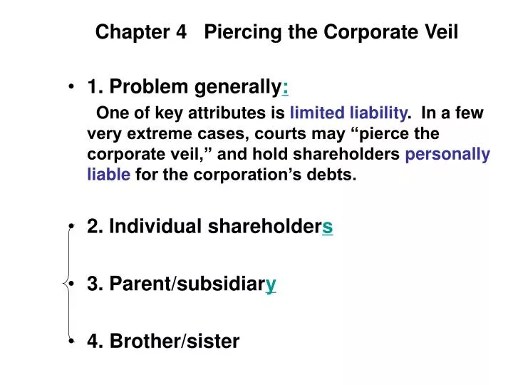 chapter 4 piercing the corporate veil