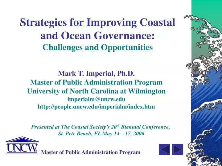 strategies for improving coastal and ocean governance challenges and opportunities
