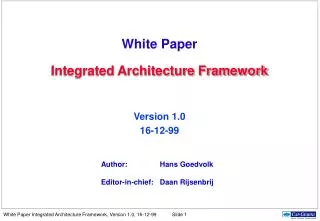 White Paper Integrated Architecture Framework