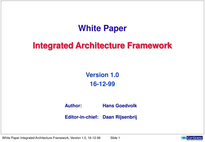 white paper integrated architecture framework