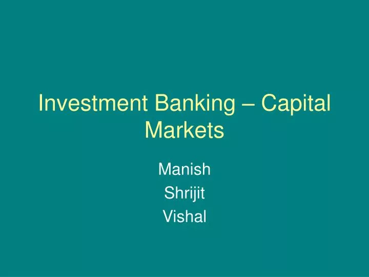 investment banking capital markets