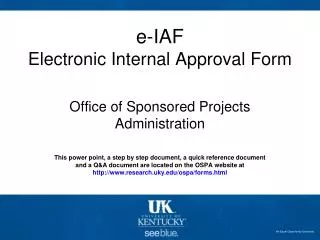 e-IAF Electronic Internal Approval Form
