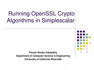 Running OpenSSL Crypto Algorithms in Simplescalar