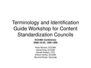 Terminology and Identification Guide Workshop for Content Standardization Councils