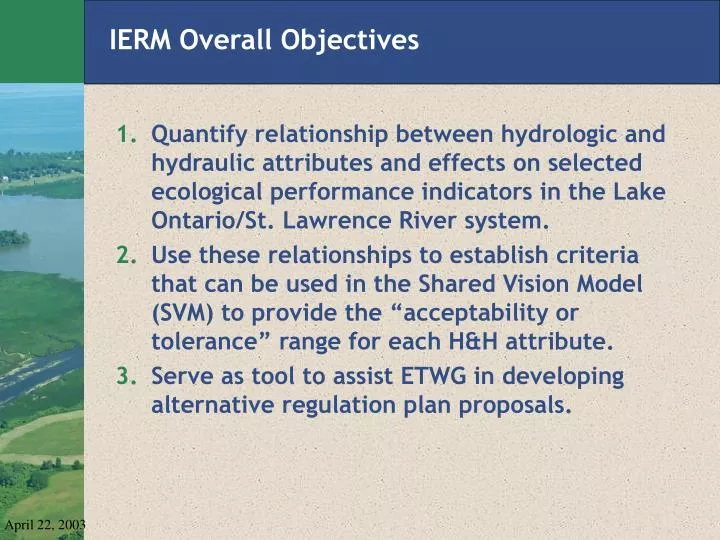 ierm overall objectives