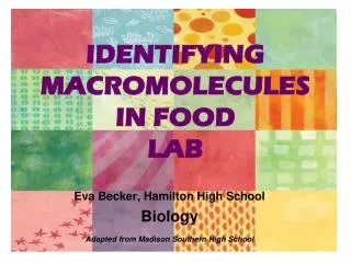 IDENTIFYING MACROMOLECULES IN FOOD LAB