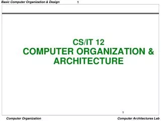 CS/IT 12 COMPUTER ORGANIZATION &amp; ARCHITECTURE