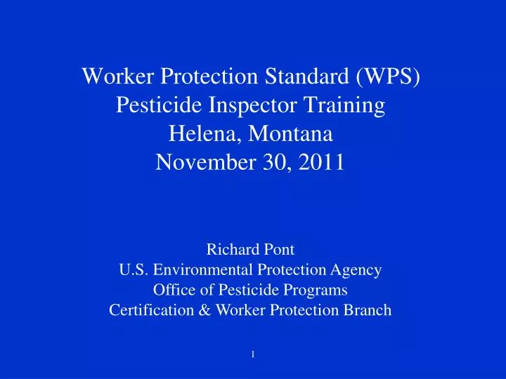 worker protection standard wps pesticide inspector training helena montana november 30 2011