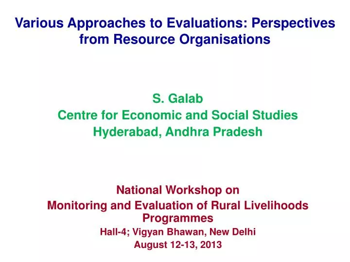 various approaches to evaluations perspectives from resource organisations