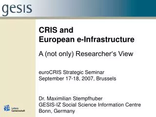 CRIS and European e-Infrastructure