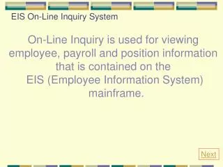 EIS On-Line Inquiry System