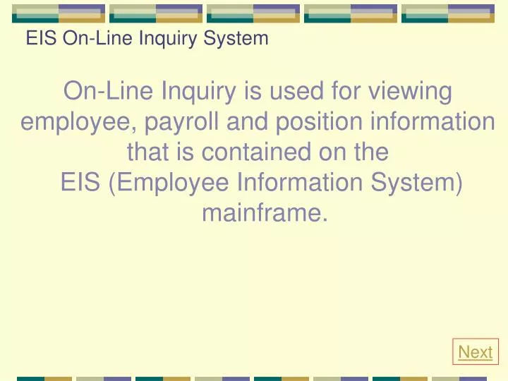 eis on line inquiry system