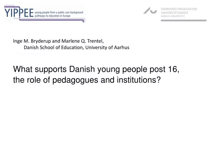 what supports danish young people post 16 the role of pedagogues and institutions