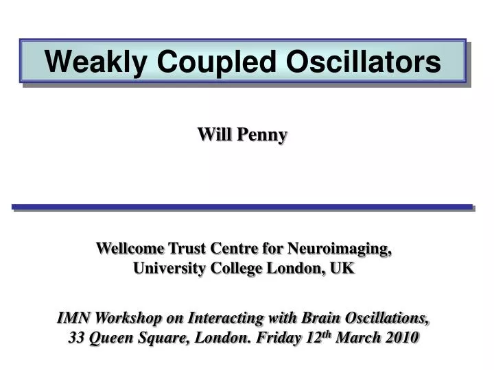 weakly coupled oscillators