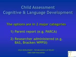 Child Assessment Cognitive &amp; Language Development