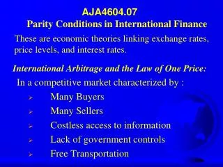 AJA4604.07 Parity Conditions in International Finance