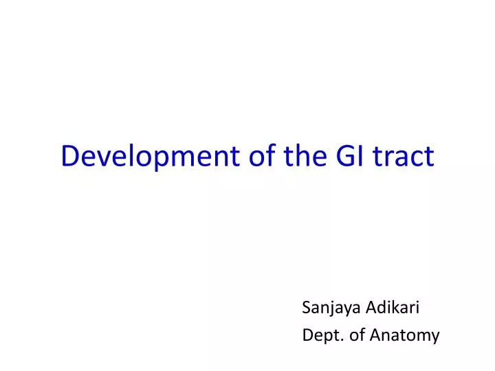 development of the gi tract