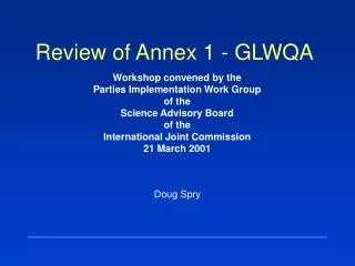 Review of Annex 1 - GLWQA