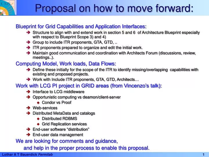 proposal on how to move forward