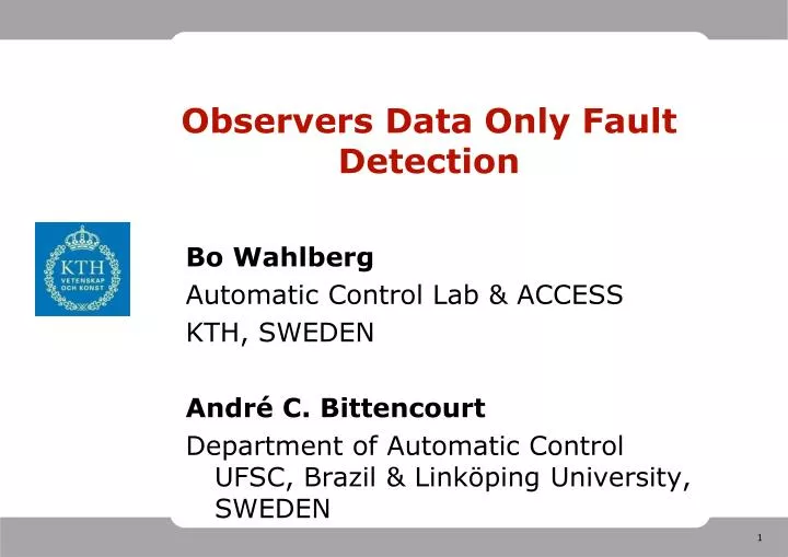observers data only fault detection