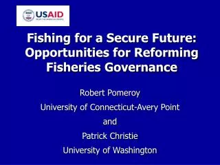 Fishing for a Secure Future: Opportunities for Reforming Fisheries Governance