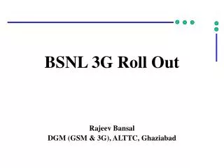 BSNL 3G Roll Out