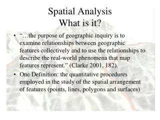 Spatial Analysis What is it?