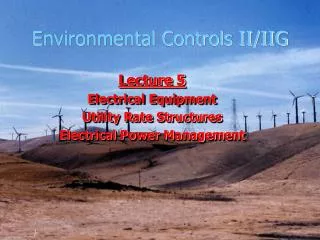 Environmental Controls II/IIG