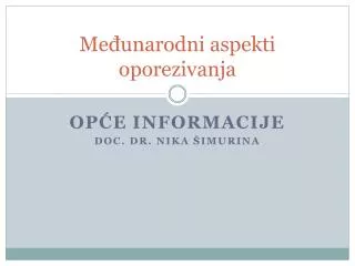 me unarodni aspekti oporezivanja