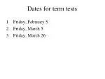 Dates for term tests - slide 1