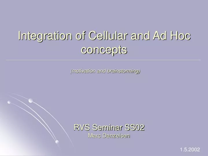 integration of cellular and ad hoc concepts