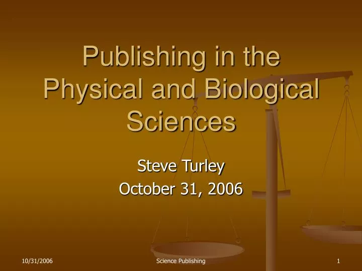publishing in the physical and biological sciences