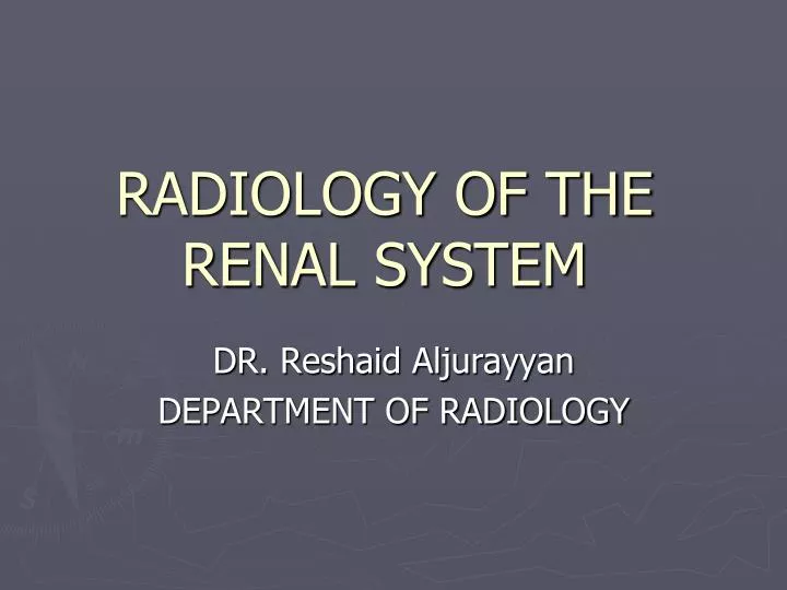 radiology of the renal system