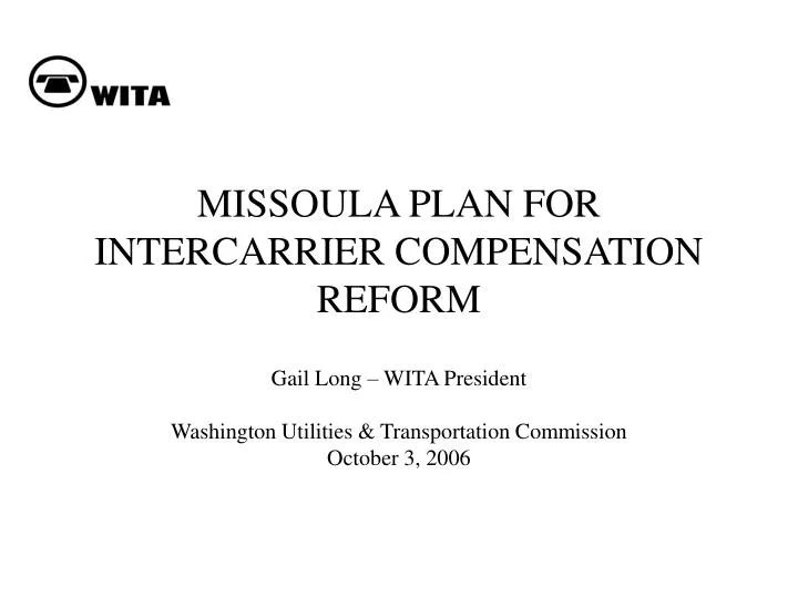 missoula plan for intercarrier compensation reform