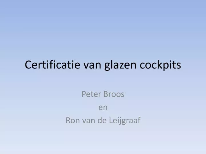 certificatie van glazen cockpits