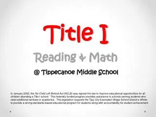 Title I Reading &amp; Math @ Tippecanoe Middle School