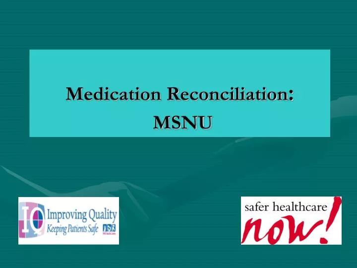 medication reconciliation msnu