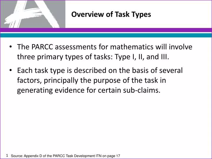 overview of task types