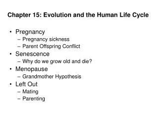 Chapter 15: Evolution and the Human Life Cycle