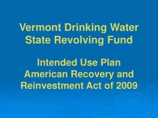 DWSRF Program Contacts Water Supply Division and Vermont Rural Water Association