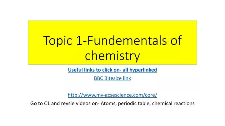 topic 1 fundementals of chemistry