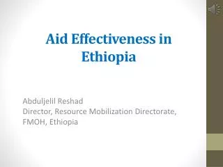 Aid Effectiveness in Ethiopia