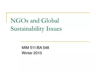 NGOs and Global Sustainability Issues