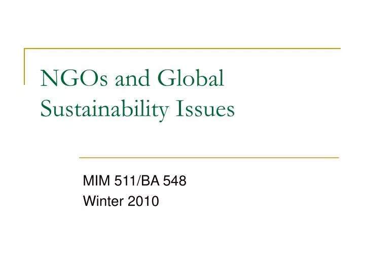 ngos and global sustainability issues