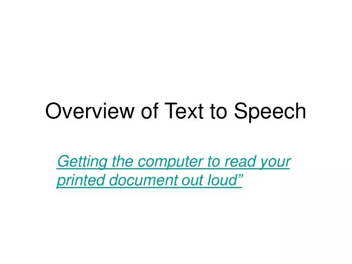 overview of text to speech