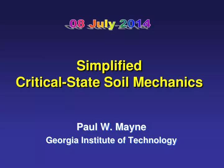 simplified critical state soil mechanics