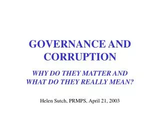 governance and corruption