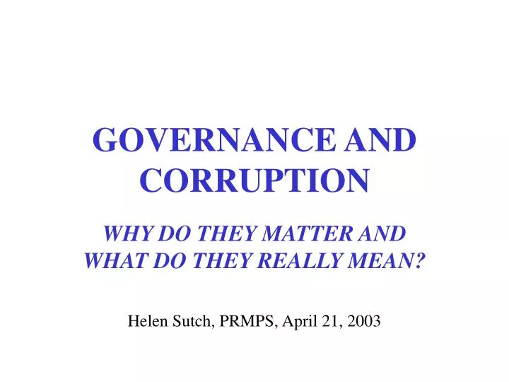 governance and corruption